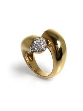 nOir Jewelry Gold Twisted Ring with Silver Pavé Accent